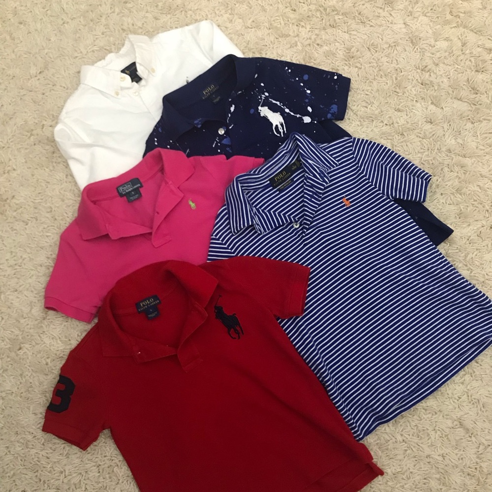 Polo Shirts SZ 5 4-polos 1-button down